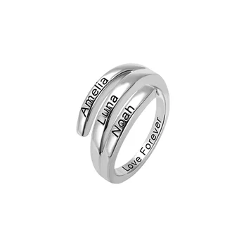 AILIN 18K златно покритие гравирано пръстени жени сребро 925 проба персонални 3 име пръстен семейство-добрите приятели на бижута, персонални подаръци