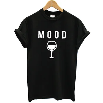 ONSEME Red wine glass and MOOD Letter Print tshirt women Губим Top T-Shirt Streetwear Style Casual Смешни friends t shirt Q-74