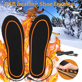 1 чифт USB с топъл обувки и стелки за краката на топло краката на топло чорап мат зимни спортове на открито централно отопление стелки зимата е топло