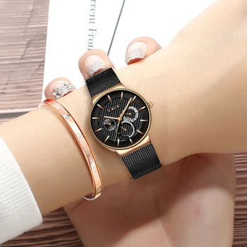 Жените от неръждаема стомана ултра-тънък водоустойчив часовник LIGE топ марка луксозни дамски часовник ежедневна мода часовници дамски часовник гривна