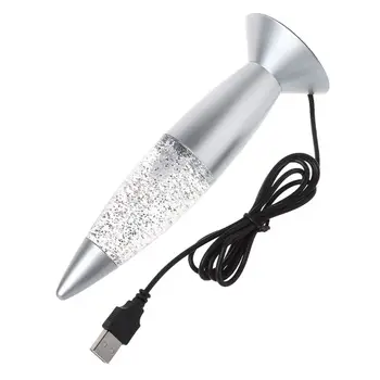 Нова марка 1бр 3D ракета многоцветен промяна Лавовая RGB LED лампа Glitter Party Mood Night Light Коледен подарък нощна нощна лампа