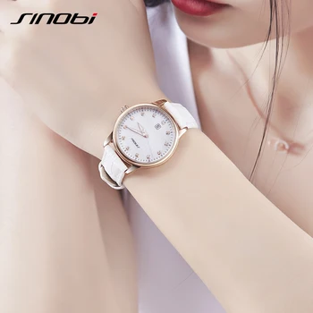 SINOBI 2020 горещи продажба дамска мода Червен кварцов часовник дамски кожени каишка за часовник луксозни диамантени водоустойчив часовник reloj mujer