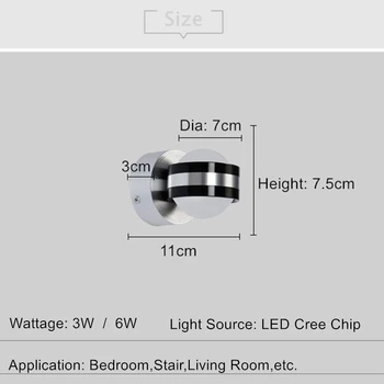 [DBF] 3W 6W нагоре и надолу, с монтиран на стената лампа AC85-265V LED стенен монтаж аплици за хола спални фон на стените на коридора в посока монтиран на стената лампа