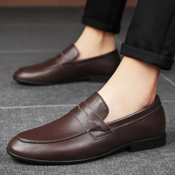 Мъжки Ежедневни обувки от естествена кожа градинска мода луксозна марка Италиански мъжки лоферы дишащи слипоны лодка обувки мъжки мокасини