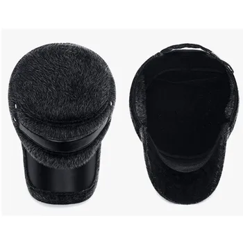 SILOQIN нови слушалки кадифе военни шапки за мъже регулируем размер на мода имитация на косата термална плоска капачка тенденция татко зимна шапка